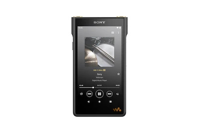 WM1AM2 Walkman 的正視圖 - 顯示屏顯示音樂播放介面